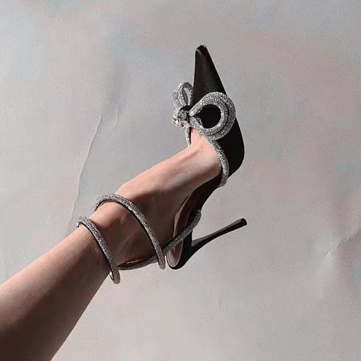 Title 8, Fairy Baotou Rhinestone Bowknot High Heel Shoes...