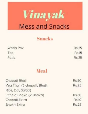 Vinayak Mess And Snacks menu 