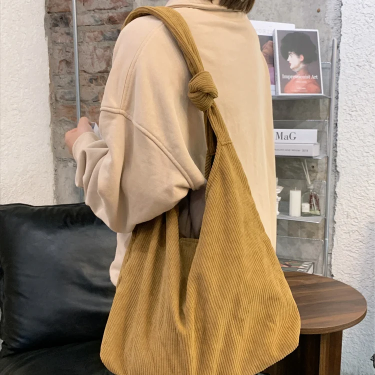 Borsa Mori in velluto a coste alla moda per studenti Perfetta per le lezioni e la moda Ampia e alla moda per trasportare libri e materiali scolastici