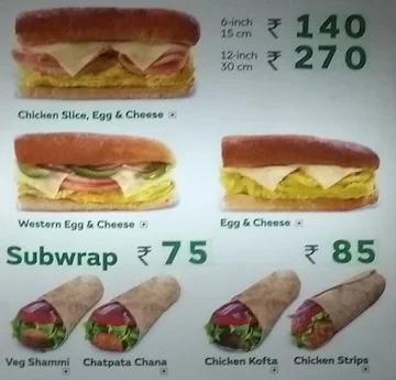 Subway menu 