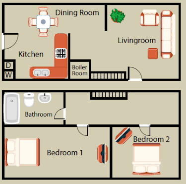 B2 Floorplan 2 Bed 1 Bath