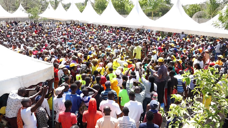 MP Aisha Jumwa with supporters in Malindi on Sunday