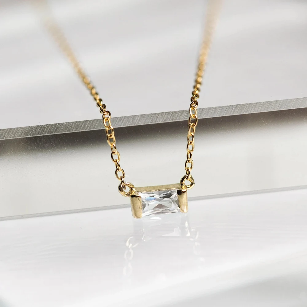 Title 2, Damesmode Rechthoekige Zirkonia Hanger Ketting ...