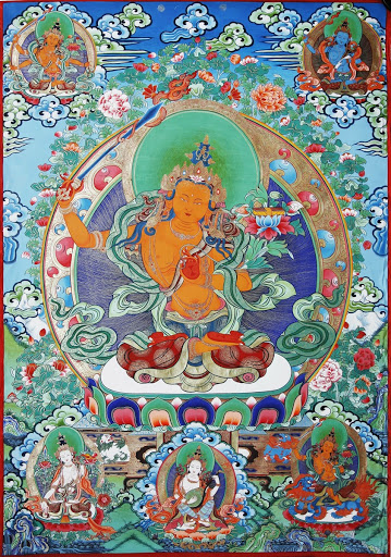 Manjushri and His Transformations (Colorful thangka)