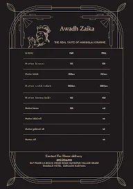 Awadh Zaika menu 1