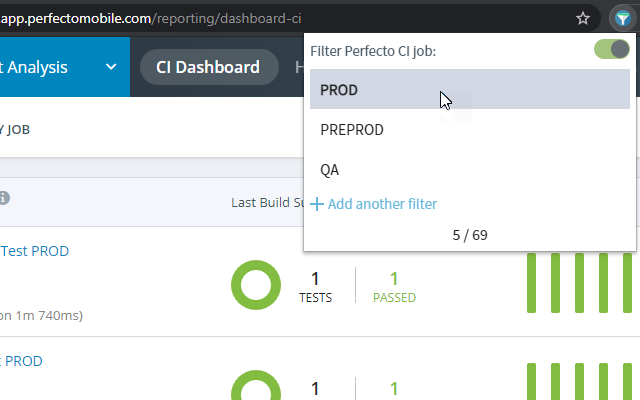 Perfecto CI Job Filter Preview image 0