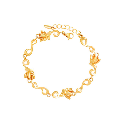 Title 3, Alloy Plated Golden Lotus Bracelet for Girls, H...