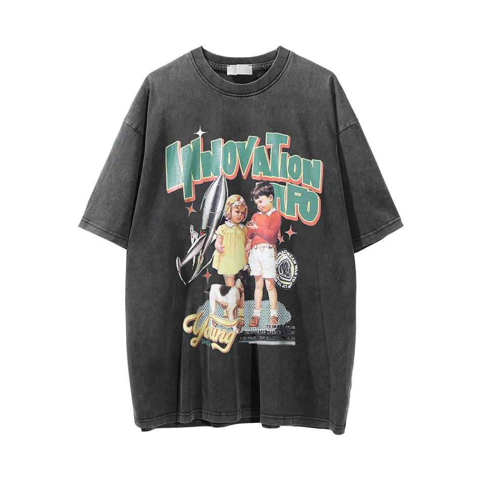 Street geprinte ronde hals T-shirt met korte mouwen, perfect voor een casual en trendy look. Comfortabel en veelzijdig voor dagelijks gebruik en streetwear.