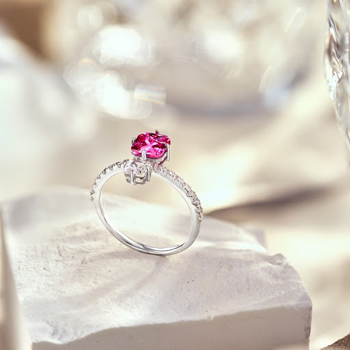 Title 2, S925 Sterling Silver Womens Rose Red Square Zi...