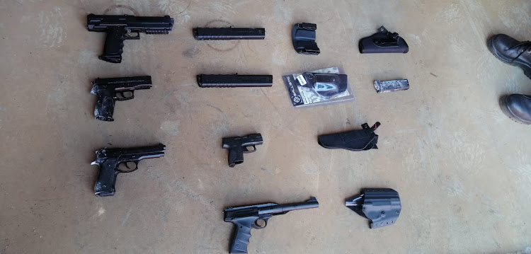 During his arrest, the suspect was found in possession of nine unlicensed firearms and more than 100 rounds of ammunition of different calibres.