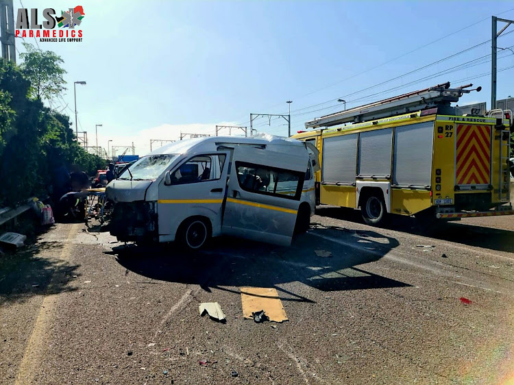 Three people died when the passengers of a fully loaded taxi were ejected on the M4 south in Durban after colliding with a truck.