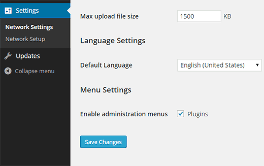 Habilitando o menu de plugins para sites individuais