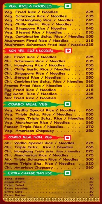 Vedha menu 