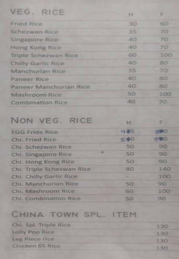 China Town menu 