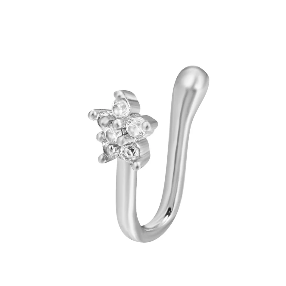 Clip de nez en forme de U étoile en zircon incrusté de cuivre. Exprimez votre amour et ajoutez une touche d'éclat à votre style.
