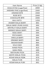 Aai Ashram Sweets menu 1