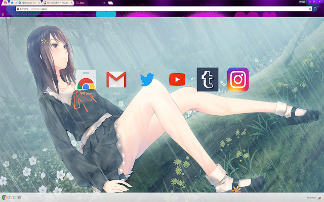 Wallpaper Smile anime girl under the sun ^_^ chrome extension