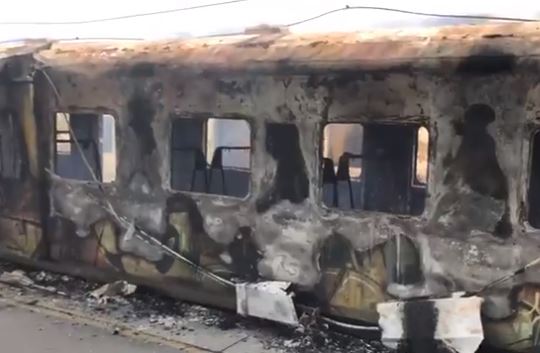 Train on fire in Cape Town on Saturday 21 July 2018.