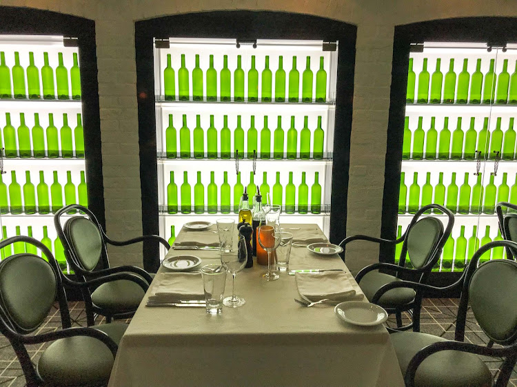 A table setting at La Cucina, the fine dining Italian restaurant on Norwegian Jade. 