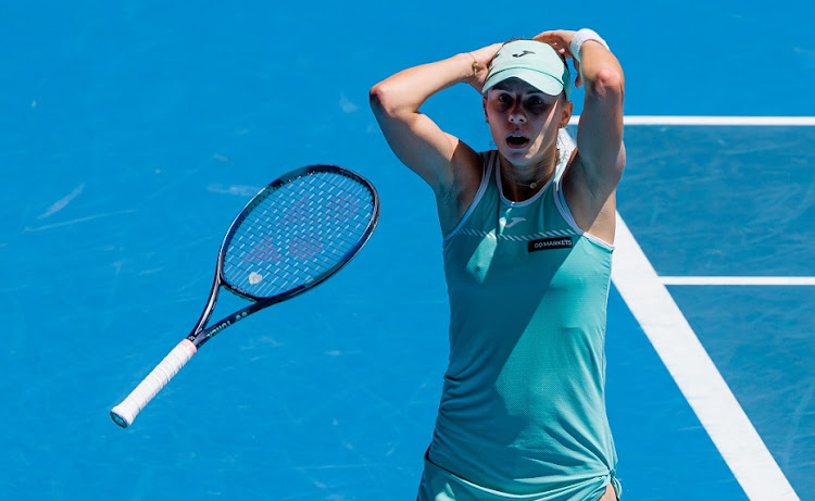 Magda Linette of Poland celebrates victory in her quarterfinal match against Karolina Pliskova of the Czech Republic on day 10 of the 2023 Australian Open at Melbourne Park on January 25 2023.