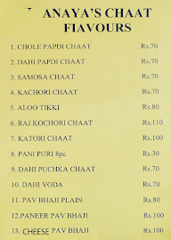 Anaya's Chaat & Flavours menu 1