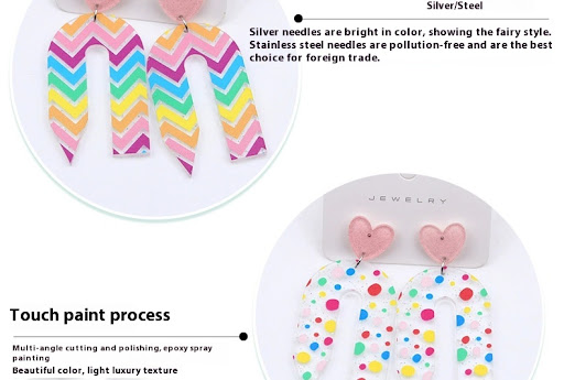 Title 7, Printed Color Contrast Pencil Stud Earrings Acr...
