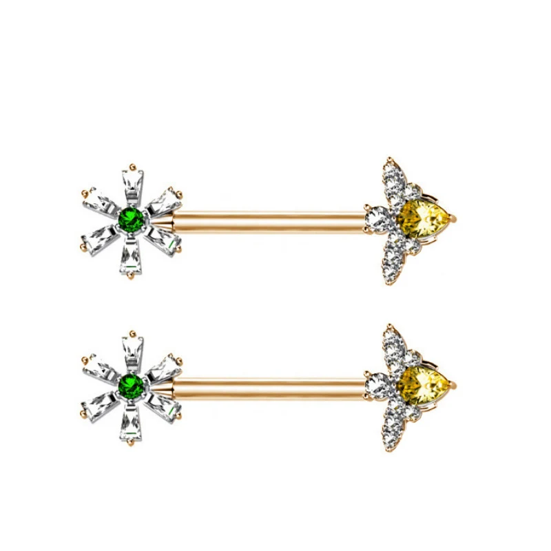 Anneau de téton ailes d'ange et abeilles, mode européenne et américaine. Sublimez votre sensualité avec ce bijou audacieux et tendance.