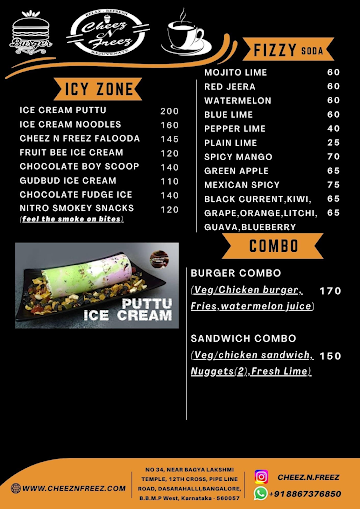 Cheez N Freez menu 