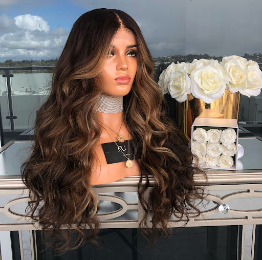 Title 4, Womens Long Curly Wig Mid-point Graded Chemica...