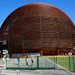 the wooden globe at CERN in Geneva, Switzerland 