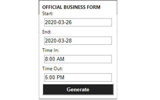 DRI Official Business Form Generator