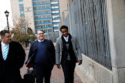 Duduzane Zuma arrives at the Johannesburg Central police station on July 9 2018 ahead of an expected court appearance.