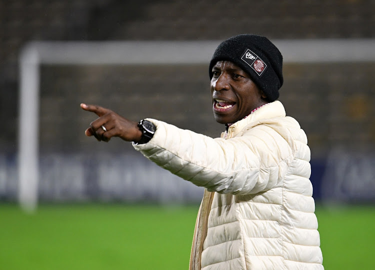 Moroka Swallows coach Musa Nyatama shouts instructions during their recent DStv Premiership game against Cape Town City at Athlone Stadium.