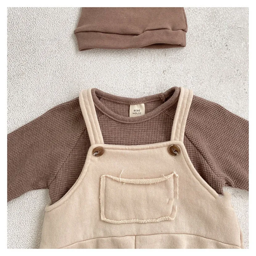 Macacão infantil estilo coreano, primavera, unissex, fofo, roupa de escalada, macacão para bebês e brincar ao ar livre.