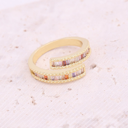Title 2, Copper Micro-set Zircon Ring Small Daisy Cherry...
