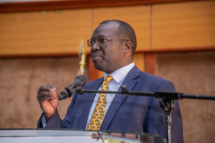 Cooperatives CS Simon Chelugui during the opening of a sensistisation workshop for phase counties on agricultural subsidy at KSG on January 20,2023.