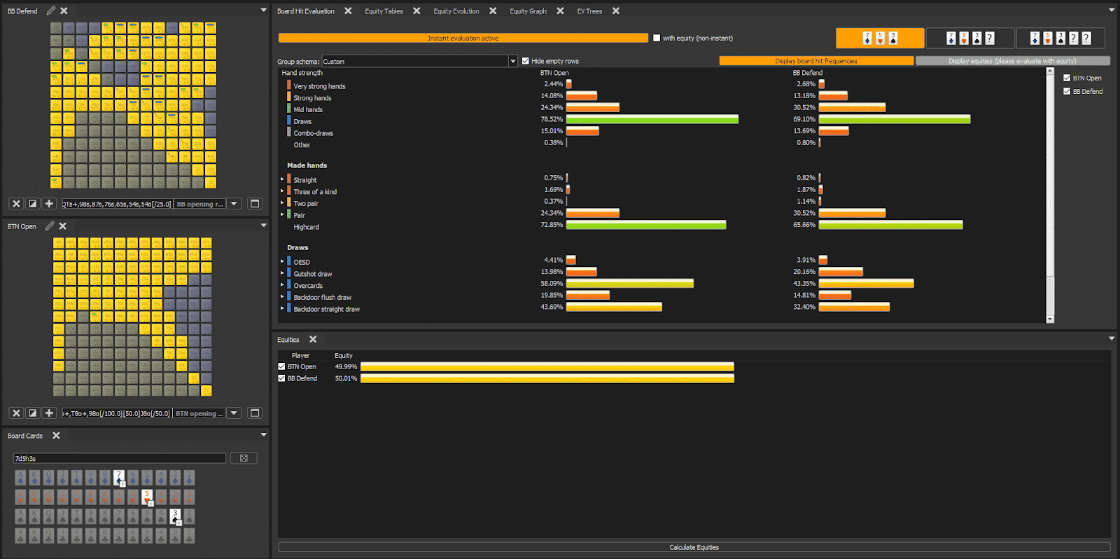 range advantage calculation 7-5-3 button vs big blind