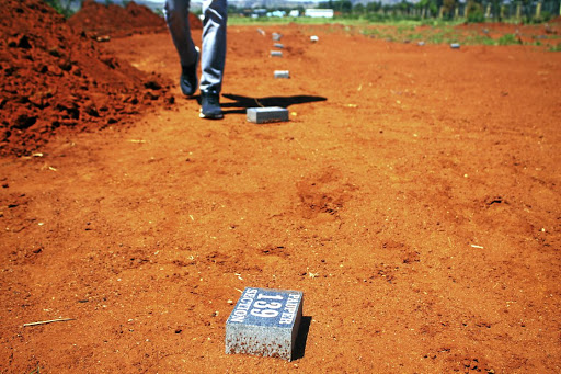 DEATH This is the pauper section of the Olifantsvlei Cemetery, which is slowly filling up. These graves are for corpses that have not been claimed by family members and are buried by the government Picture: Kabelo Mokoena