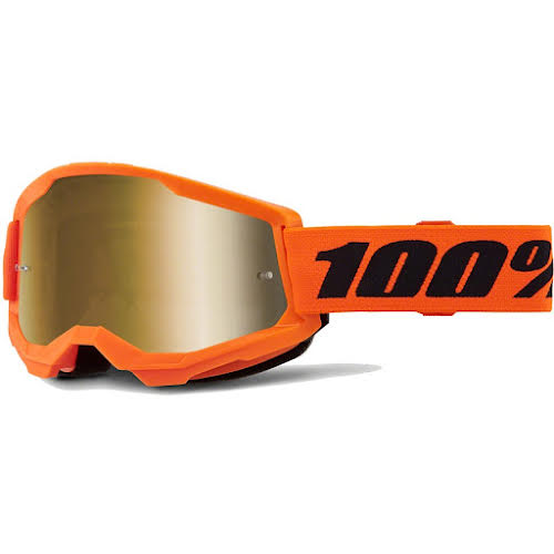 100% Strata 2 Goggles - Neon Orange/Mirror Gold