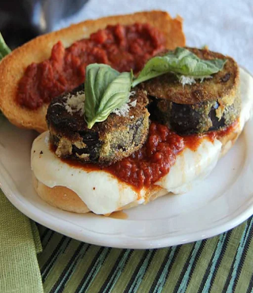 [VEG] Cheddar Eggplant Parmesan Cubano Sandwich