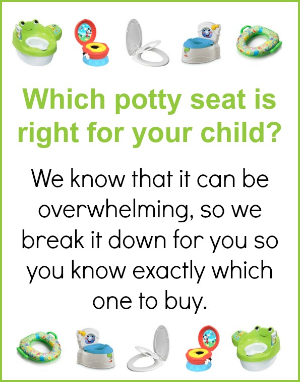 A close up of text with a variety of styles of potty chairs at the top and bottom.