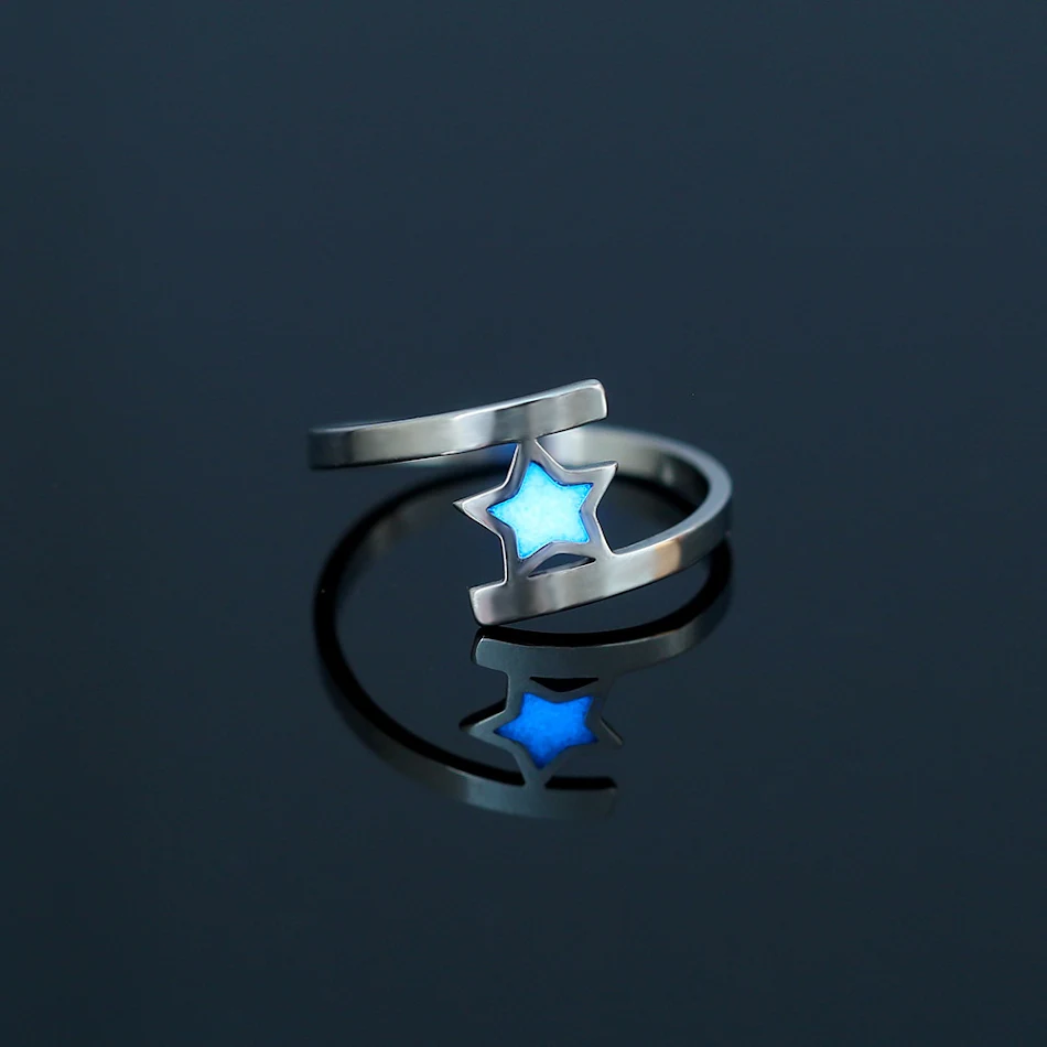 Bague Bracelet Coeur Papillon Bleu Lumineux Inaltérable, Bijou Femme Élégant et Lumineux, Accessoire Unique, Résistant à la Décoloration