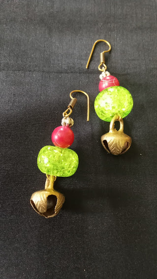 Handpainted Fabric Earrings Set