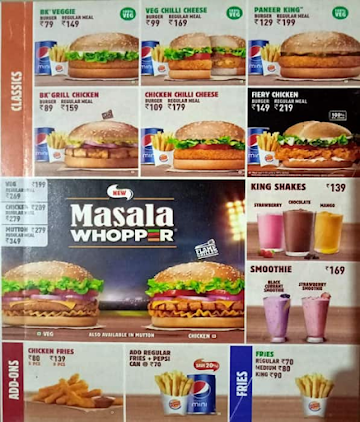 Burger King menu 