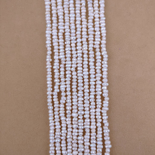 Title 5, Natural Freshwater Pearl 3-4mm Flat Beads for j...