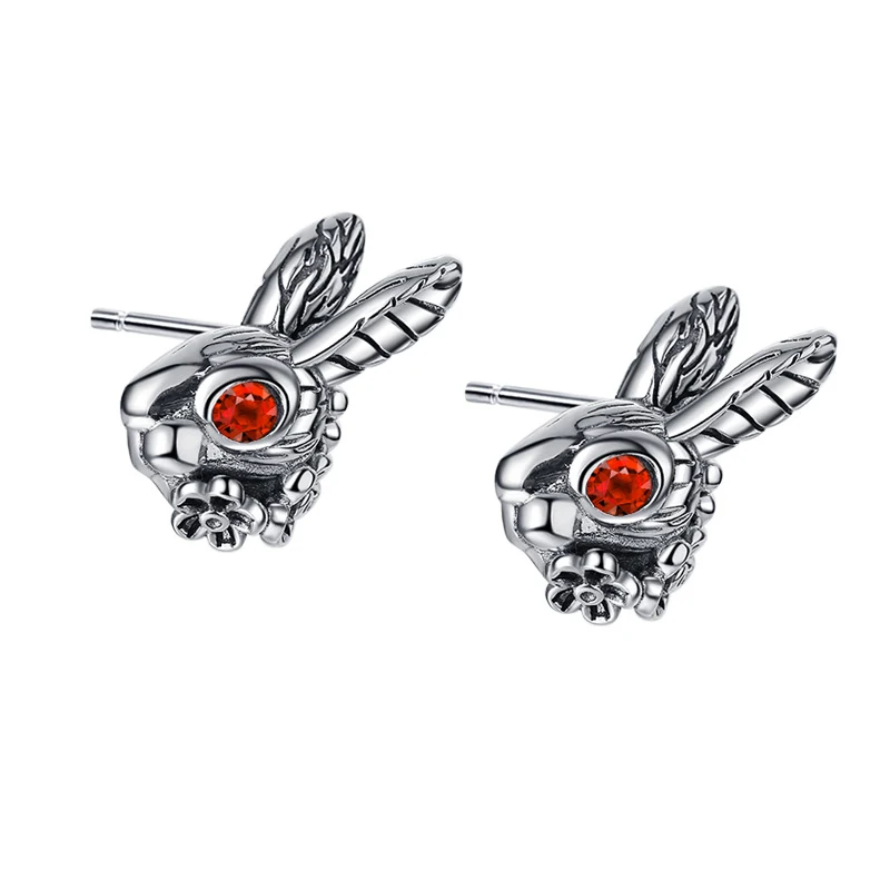 S925 Sterling Zilveren Stud Oorbellen Arrogante Retro Konijn, trendy dames oorbellen, stijlvolle sieraden, perfect cadeau.