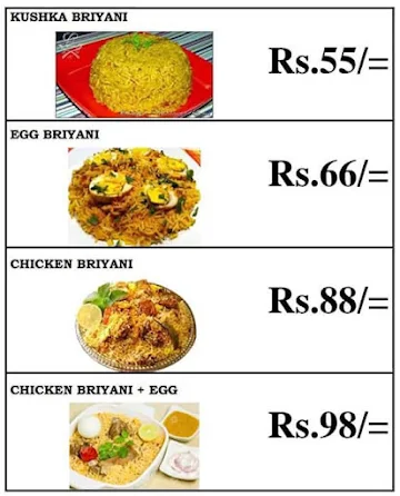 Bismi Briyani menu 