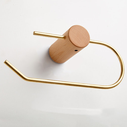 Title 7, Nordic Brass Solid Wood Toilet Paper Rack, offe...