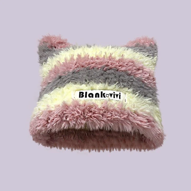 Title 3, Chapeau chaud en laine en peluche rayé de coule...