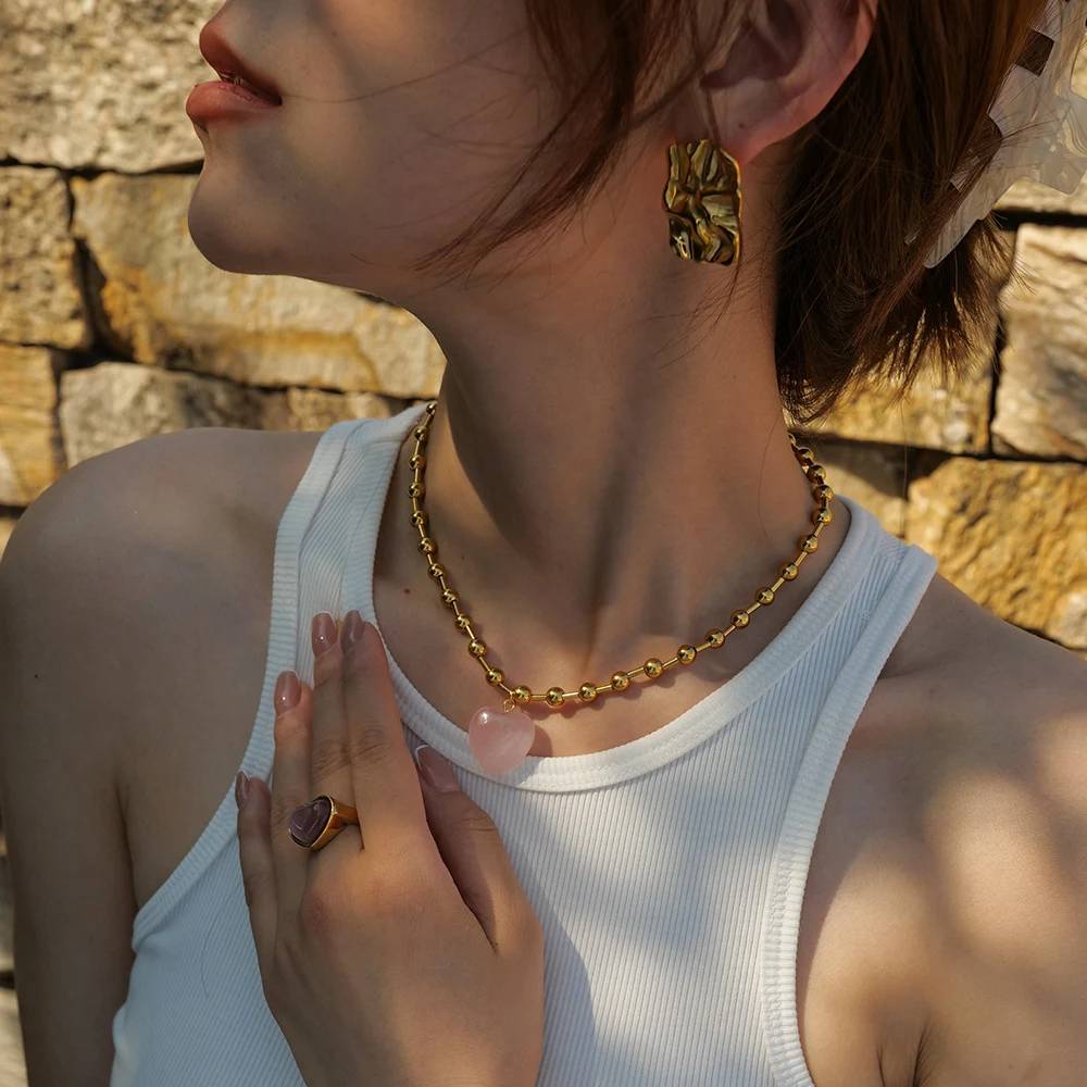 Title 1, Collier damour en or 18 carats, acier inoxydab...